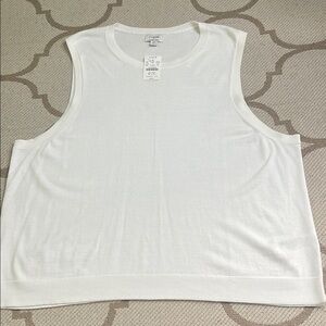 J. Crew Sweater Classic shell White Sleeveless knit 100% cotton, size 3X, NWT